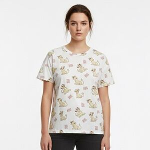 Disney Lion King White and Brown Graphic T-Shirt ( Size L )